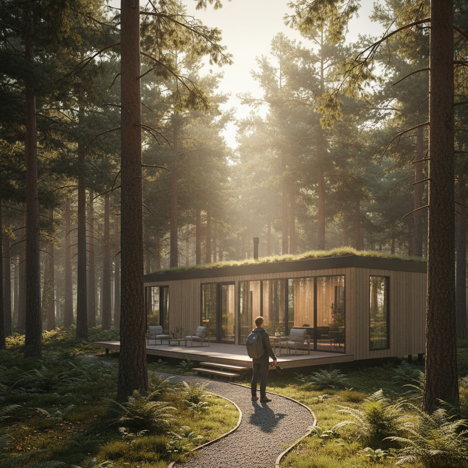 Dom modułowy na działce leśnej