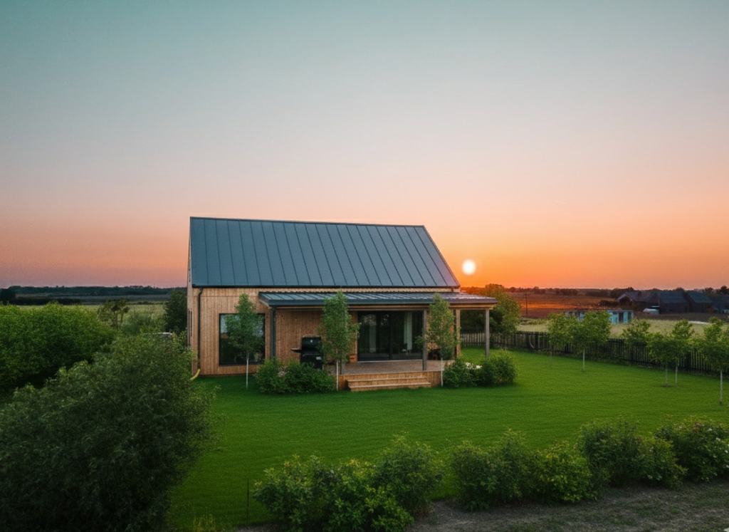 dom modułowy 90m2 z lotu ptaka